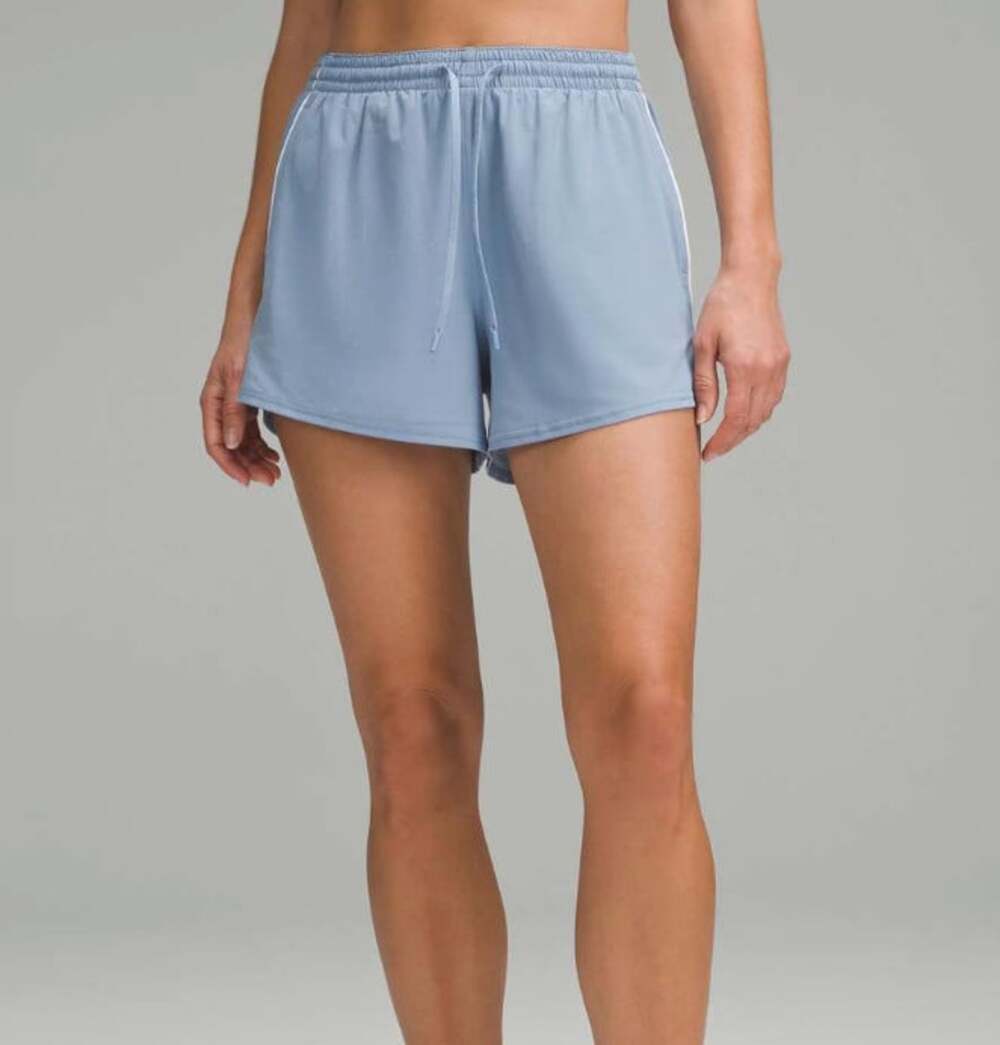 Lululemon Lightweight High-Rise Relaxed Short 3" *Long Liner Blue Willow/White 8